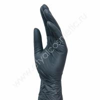 BENOVY Перчатки нитриловые черные текстурированные, размер S 50пар