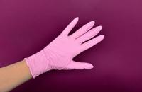 KLEVER Перчатки нитриловые розовые, размер М, 50пар